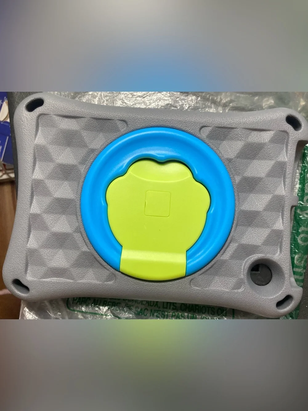 Rugged Gray Kids Tablet Case with Yellow Accent